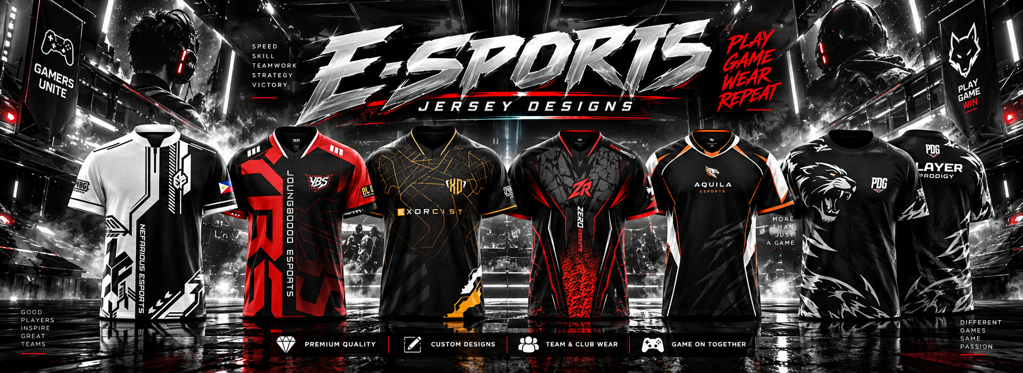 Esports — koleksi rekaan jersey pasukan gaming